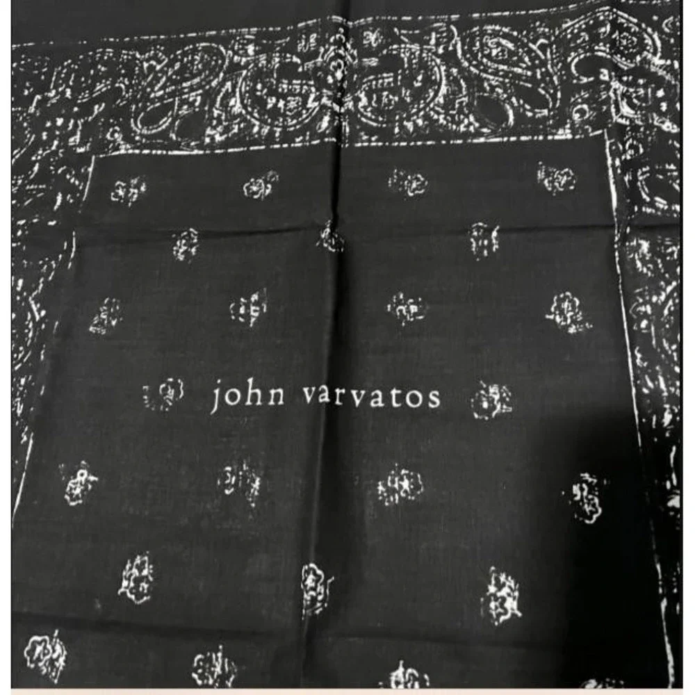 John Varvatos Black Paisley Pattern Bandana  Scarf 20